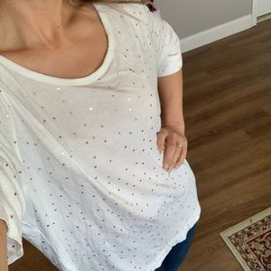 NWOT Rose gold foil dot top